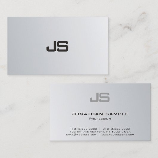 シルバールッエレガントクお洒落デザインプロフェッショナル 名刺 (正面/裏面)