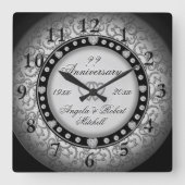 シルバールックの一年一周年記念 スクエア壁時計 (正面)