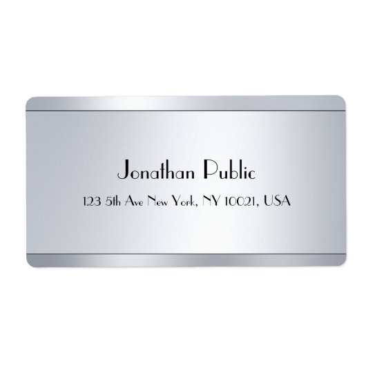 シルバールックエレガントスクリプトグラマーモダンテンプレート ラベル (正面)