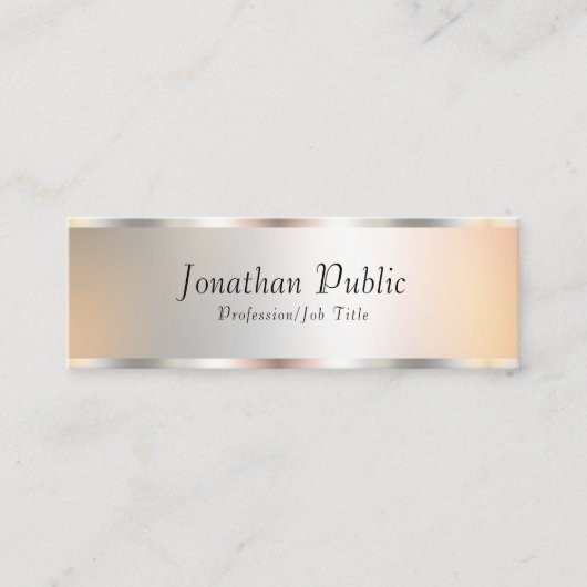 シルバールックエレガントテンプレートモダンタイポグラフィ スキニー名刺 (正面)