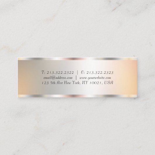 シルバールックエレガントテンプレートモダンタイポグラフィ スキニー名刺 (裏面)