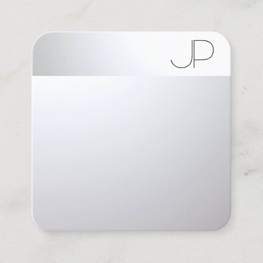 シルバールックモダンエレガントプロフェッショナルテンプレート スクエア名刺 (正面)