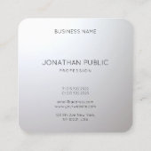 シルバールックモダンエレガントプロフェッショナルテンプレート スクエア名刺 (裏面)