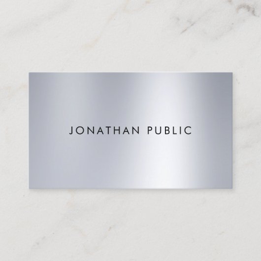 シルバールックモダンデザインお洒落プレーン 名刺 (正面)