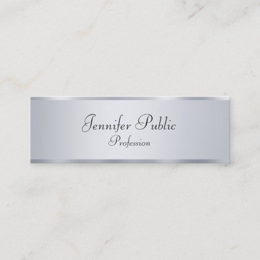 シルバールックモダン手書きエレガントテンプレート スキニー名刺 (正面)