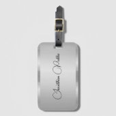 シルバールック書道スクリプト名テンプレート ラゲッジタグ (正面縦)