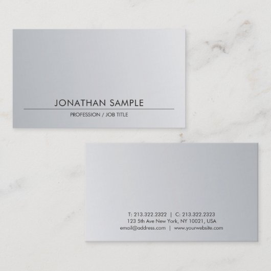 シルバールック洗練されたお洒落デザイントレンディー 名刺 (正面/裏面)