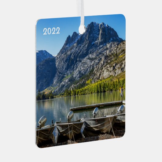 シルバーレイク、カリフォルニア、スクエア メタルオーナメント (正面右)