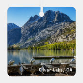 シルバーレイク、カリフォルニア、スクエア メタルオーナメント (裏面)