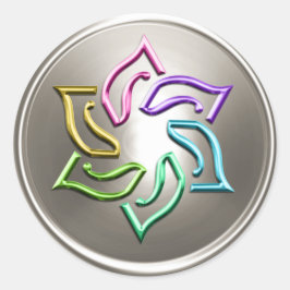 シルバーレインボースターオブデイビッド封筒用シール ラウンドシール