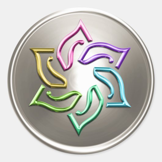 シルバーレインボースターオブデイビッド封筒用シール ラウンドシール (正面)