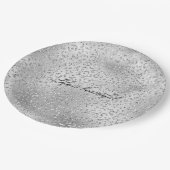 シルバーレオパードプリントラックスグリッター ペーパープレート (アングル)