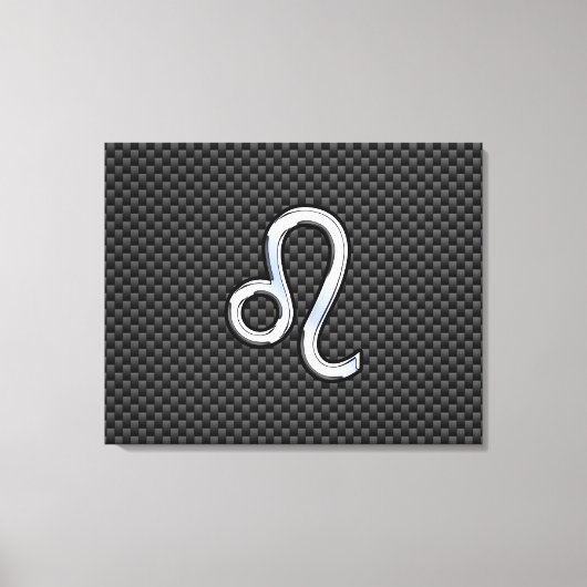 シルバーレオ〔占星術の〕十二宮図シンボルの炭素繊維プリント キャンバスプリント (正面)