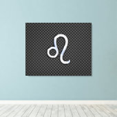 シルバーレオ〔占星術の〕十二宮図シンボルの炭素繊維プリント キャンバスプリント (インサイチュ (ウッドフロア))