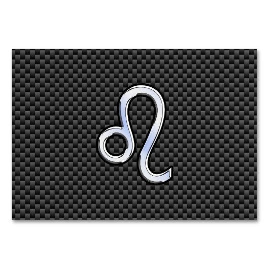 シルバーレオ〔占星術の〕十二宮図シンボルの炭素繊維プリント テーブルナンバー (正面)