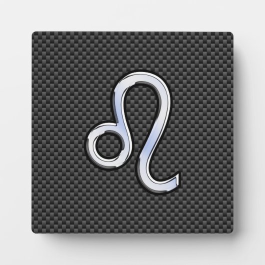 シルバーレオ〔占星術の〕十二宮図シンボルの炭素繊維プリント フォトプラーク (正面)