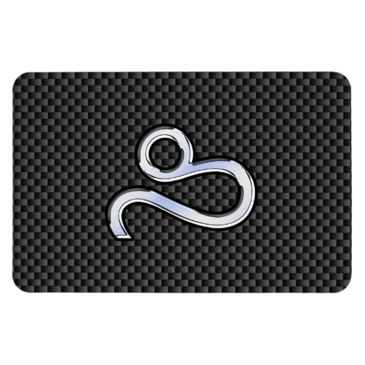 シルバーレオ〔占星術の〕十二宮図シンボルの炭素繊維プリント マグネット (横)