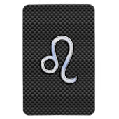 シルバーレオ〔占星術の〕十二宮図シンボルの炭素繊維プリント マグネット (縦)