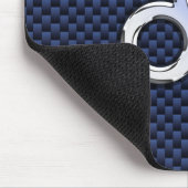 シルバーレオ〔占星術の〕十二宮図シンボルネイビーカーボンファイバープリント マウスパッド (コーナー)