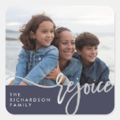 シルバーレジョイス |写真モダンのタイポグラフィ スクエアシール (正面)