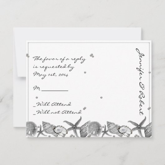 シルバーレスポンスカードのグラマラスなビーチ 出欠カード (正面)