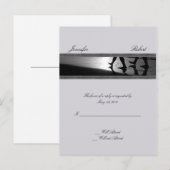 シルバーレスポンスカードのロマンチックな散歩モノグラム インビテーションポストカード (正面/裏面)