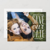 シルバーレタリングオーバーレイ写真の保存日付 案内ポストカード (正面/裏面)