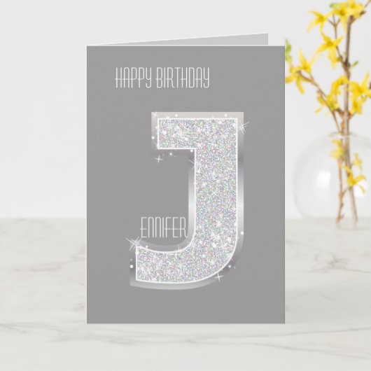 シルバーレターJ カード (黄色い花)