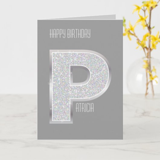 シルバーレターP カード (黄色い花)