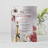 シルバーレッドのローズポッピーフラワーワきらめくインチック 招待状 (スタンド正面)