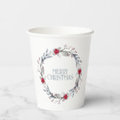 シルバーレッドエレガントメリークリスマスリース 紙コップ (裏面)