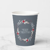 シルバーレッドエレガントメリークリスマスリース 紙コップ (裏面)