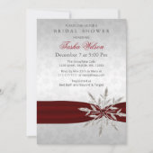 シルバーレッドクリスタルスノーフレークスウィンターブライダルシャワー 招待状 (正面)