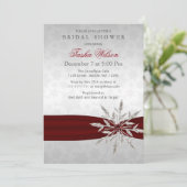 シルバーレッドクリスタルスノーフレークスウィンターブライダルシャワー 招待状 (スタンド正面)