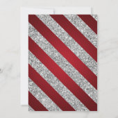 シルバーレッドグリッタースノーフレーククリスマスズホリデーパーティ 招待状 (裏面)