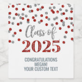 シルバーレッドグリッター2025年卒業 ワインラベル (シングルラベル)