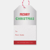 シルバーレッドパーソナライズされたメリークリスマスギフトラベル ギフトタグ (裏面)
