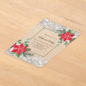 シルバーレッドフローラの色は、クリスマスのパーティーを曇らせた アクリル招待状 (レイダウン)