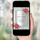 シルバーレッドフローラデコールクリスマスパーティー 招待状