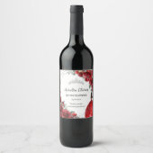 シルバーレッドフローラルフラワーキンセアニラ16歳の誕生日 ワインラベル (正面)