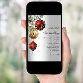 シルバーレッド金ゴールドバウブルビジネスクリスマスパーティー 招待状