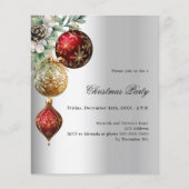 シルバーレッド金ゴールドボーブルクリスマスパーティの招待状 (正面)