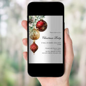 シルバーレッド金ゴールドボーブルクリスマスパーティー 招待状