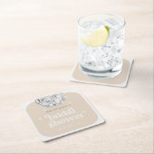 シルバーレトロディスコグルーヴィブライダルシャワー スクエアペーパーコースター (インサイチュ)