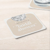 シルバーレトロディスコグルーヴィブライダルシャワー スクエアペーパーコースター (アングル)