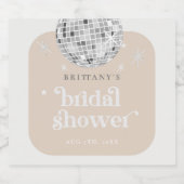 シルバーレトロディスコグルーヴィブライダルシャワー スパークリングワインラベル (シングルラベル)