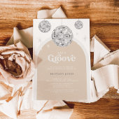 シルバーレトロディスコGroovyブライダルシャワー 招待状