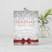 シルバーレモダンッドクリスマスグリッター冬 招待状 (スタンド正面)