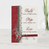 シルバーレースとヴィンテージレッドダマスク シーズンカード (正面)