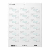 シルバーレースアクアティール(緑がかった色)オンホワイト結婚ズアドレス ラベル (フルシート)